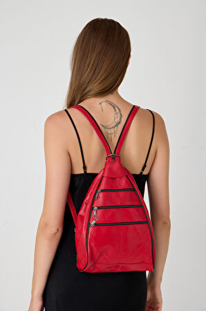 ÖZEL TASARIM HAKİKİ DERİ SIRT VE KOL ÇANTASI FONKSİYONEL ÇANTA