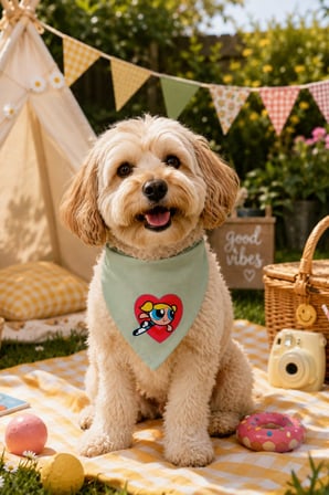 Köpek Fuları, Premium Kumaş, El Yapımı Powerpuff Girls Baskılı Köpek Fuları