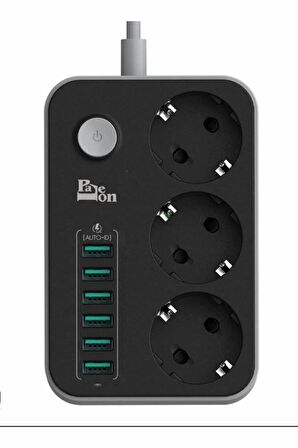 PLO-ES3631 Usb Port Çoklu Şarj Istasyonu Priz Çoğaltıcı 6 Usb Girişi 3.4a Ve 3 Priz