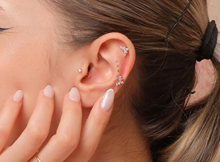 Marcohes 0,18ct Markiz Pırlanta Piercing-Tragus