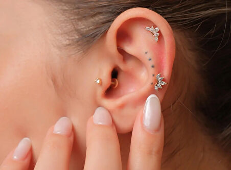 Marcohes 0,18ct Markiz Pırlanta Piercing-Tragus