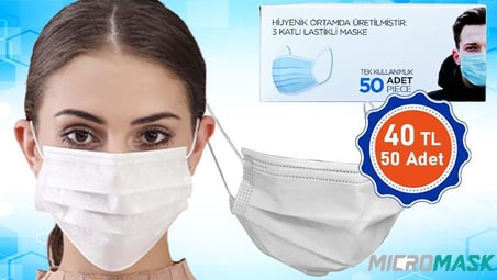 Maske Ultrasonik Burun Telli Paketi 50 Li 