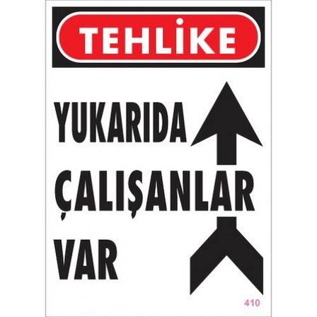 Pvc Levha quot;Yukarıda Çalışanlar Varquot; 25X35 Cm
