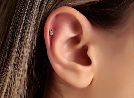 Bagy 0,07ct Baget Pırlanta Piercing-Tragus