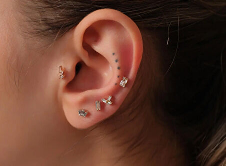 Bagy 0,07ct Baget Pırlanta Piercing-Tragus