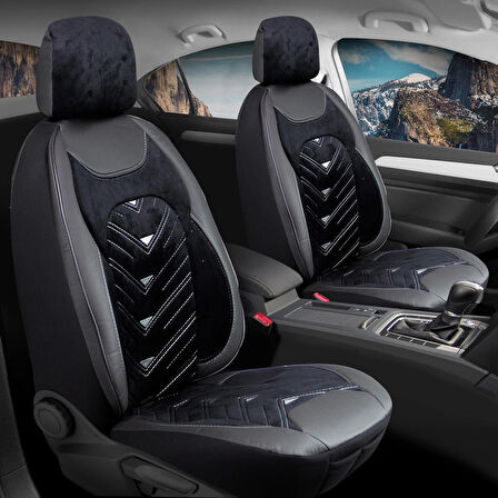 Kia X Ceed Lüx OTO KOLTUK KILIFI Ön Arka Takım Deri Kadife Detaylı Prosev SİYAH GRİ