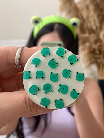 Kurbağa Figürlü Yuvarlak Telefon Tutucu PopSocket