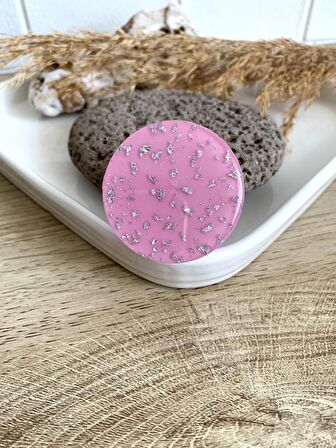 Pembe Yaldız Varak Popsoket Telefon Parmak Tutucu Popsocket