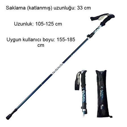 Hafif Katlanabilir Trekking Baton 105-125cm Ayarlanabilir, Taşınabilir