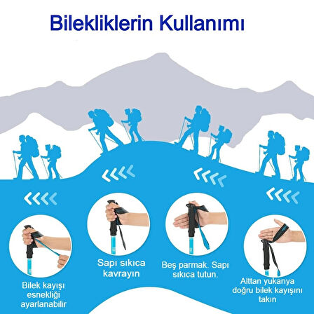 Hafif Katlanabilir Trekking Baton 105-125cm Ayarlanabilir, Taşınabilir