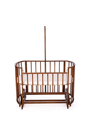 Ahşap Beşik Anne Yanı Beşik Ceviz 60x120 Gri Balina Uyku Seti Yatak