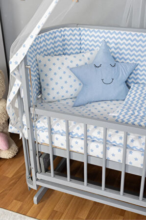 Gri Renk 3 Kademeli Anne Yanı Ahşap 60x120 Papatya Doğal Bebek Beşiği