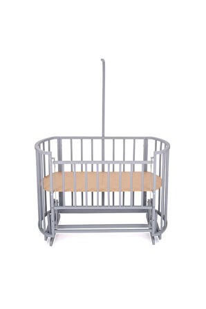 Ahşap Beşik Anne Yanı Beşik Sallanır Beşik Gri 60x120 Pembe Yıldız Uyku Seti Yatak Tekerlekli