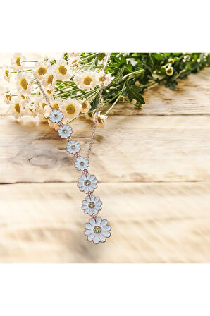 Modahilye 925 Ayar Gümüş Kayan Papatya Kolye