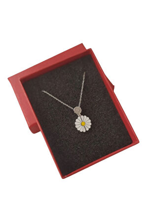 Modahilye 925 Ayar Gümüş Minival Papatya Şans Kolyesi