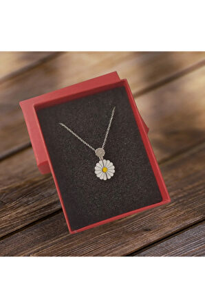 Modahilye 925 Ayar Gümüş Minival Papatya Şans Kolyesi