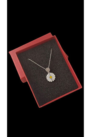 Modahilye 925 Ayar Gümüş Minival Papatya Şans Kolyesi