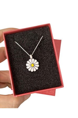 Modahilye 925 Ayar Gümüş Papatya Şans Kolyesi