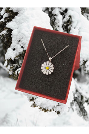 Modahilye 925 Ayar Gümüş Papatya Şans Kolyesi