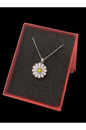 Modahilye 925 Ayar Gümüş Papatya Şans Kolyesi