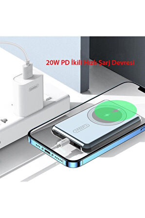 Earldom PD12 5.000 mAh 15W Kablosuz Şarjlı Pd Hızlı Şarj Magsafe Premium Powerbank