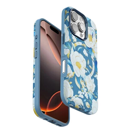 iPhone 16 Pro Max Çiçek Desenli Magsafe Kapak