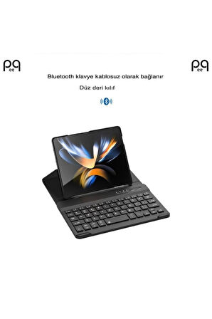 Universal Kablosuz Bluetooth Fold Tablet Klavyesi Ve Deri Kılıf