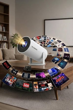 Taşınabilir Projektör Android 11 HY300T Lite Salon Cihazı Parti Aleti Medya Oynatıcı