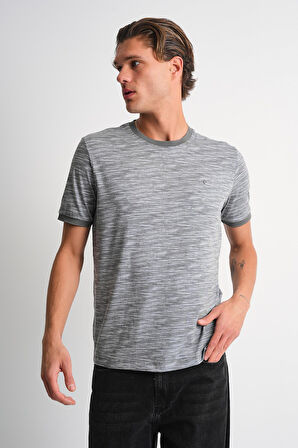ALEXANDERGARDI Melanj Desenli Bisiklet Yaka T-shirt