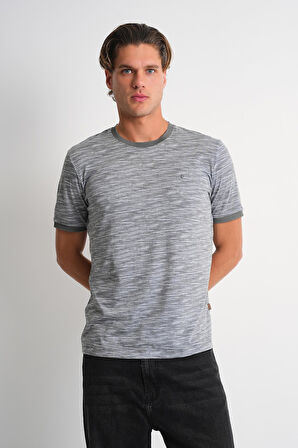 ALEXANDERGARDI Melanj Desenli Bisiklet Yaka T-shirt