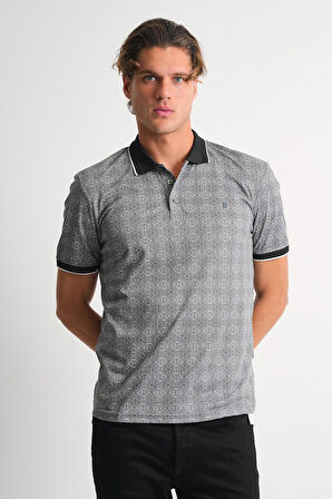 ALEXANDERGARDI Erkek Desenli Polo Yaka T-shirt