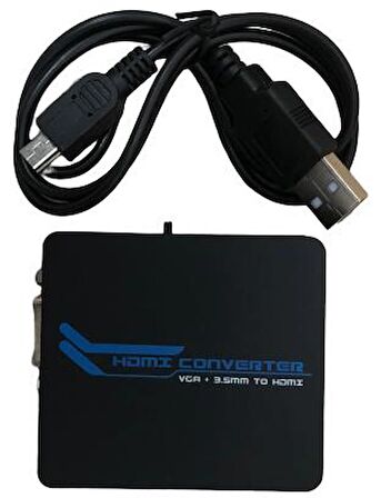 Vga To Hdmı + Stereo Converter Dönüştürücü Çevirici Adaptör A/V Mini 