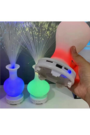 Bluetooth Hoparlör Vazo Tasarımlı Püsgüllü Kumandalı 17 Çeşit Rengarenk RGB Ledli