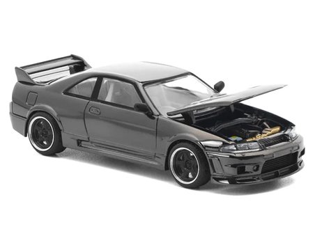 Pop Race 1:64 Nissan Skyline GT-R R33 400R Dark Chrome Edition PRDC003 Diecast Model Araba