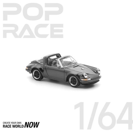 Pop Race 1:64 Porsche 911 Singer Targa Dark Chrome Edition PRDC001 Diecast Model Araba