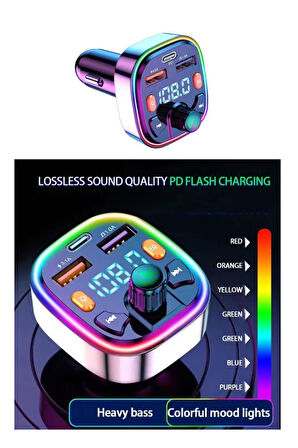 Bluetooth Araç Kiti Pd 3,0 Hızlı Araç Şarjı Mp3 Player Fm Transmitter