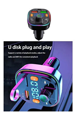 Bluetooth Araç Kiti Pd 3,0 Hızlı Araç Şarjı Mp3 Player Fm Transmitter