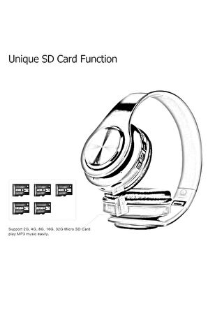 Wireless Kablosuz + Aux Girişli Kulak Üstü Bluetooth Kulaklık