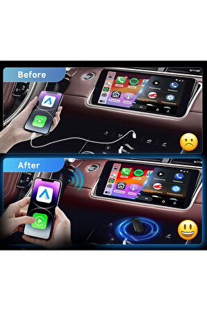 Carplay Usb ve Type-c 2in1 Araç Multimedya Adaptörü Yeni Tasarım Mini Kablosuz İOS ANDROİD Uyumlu