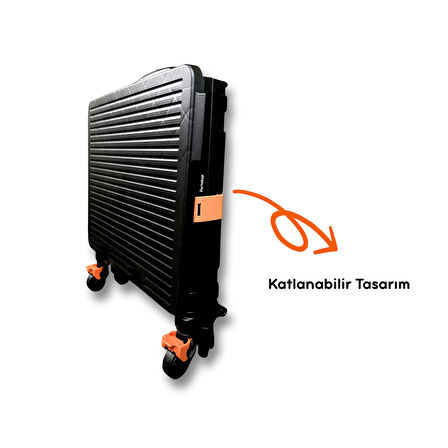 Portakap 4 Tekerlekli, 55 Litre Siyah Katlanır Alışveriş Arabası