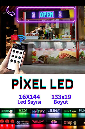 133 Cm İşyeri Tır Kamyon Otobüs Uyumlu Rgb Led Panel 19,2x133cm Ölçü 16x144 Led Sayısı Kumanda+Kablo