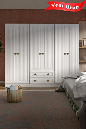 BOHEM 6 KAPAK 2 ÇEKMECE MDF KAPAK GARDIROP