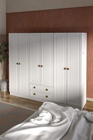 BOHEM 6 KAPAK 2 ÇEKMECE MDF KAPAK GARDIROP