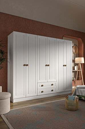 BOHEM 6 KAPAK 2 ÇEKMECE MDF KAPAK GARDIROP