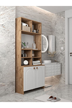 Bohem Çok Amaçlı Banyo Dolabı Mdf Kapak Beyaz