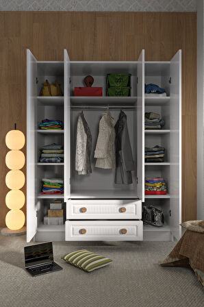 4 KAPAK 2 ÇEKMECE GARDIROP MDF KAPAK