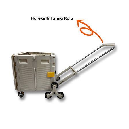 Portakap Ultra Geniş, 8 Tekerlekli, 85 Lt Beyaz Katlanır Alışveriş Arabası - Merdiven Çıkan, USB Port Girişli ve Bardak Tutuculu