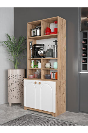 Bohem Tarz Şık Çok Amaçlı Kiler Mutfak Dolabı Beyaz
