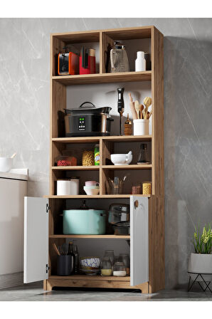 Bohem Tarz Şık Çok Amaçlı Kiler Mutfak Dolabı Beyaz