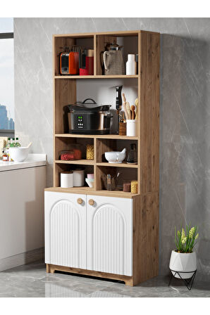 Bohem Tarz Şık Çok Amaçlı Kiler Mutfak Dolabı Beyaz